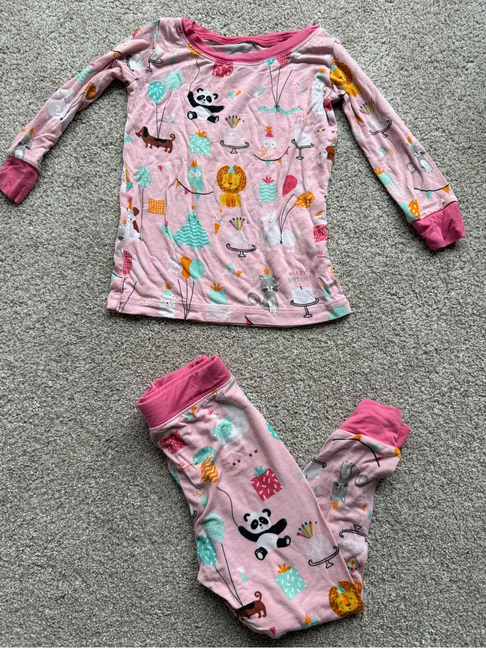 Little Sleepies Pink Animal Party 12-18 month Set